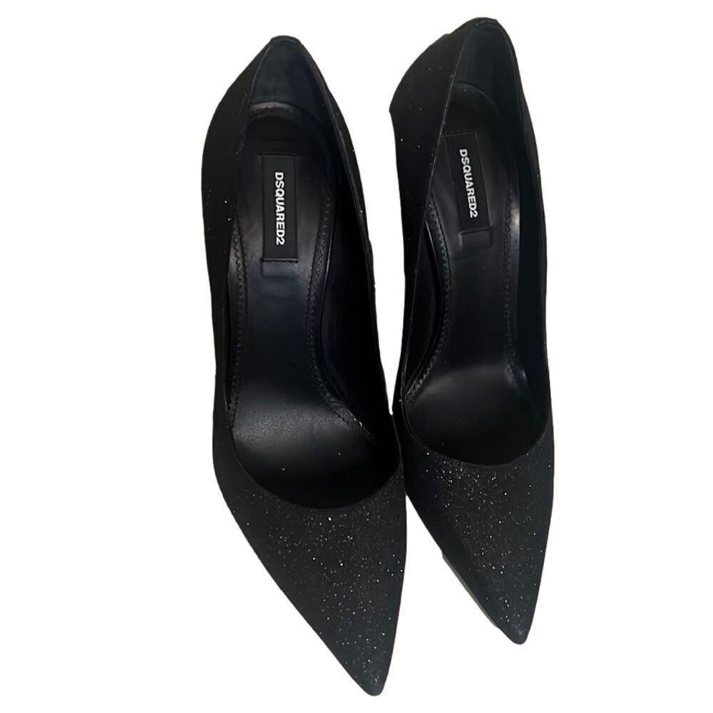 DSQUARED2 GLITTER HEEL BLACK PUMPS SIZE 40